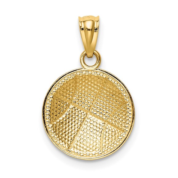 14k Yellow Gold Sports Satin and Polished Basketball Necklace Charm Pendant - Picture 4 of 5